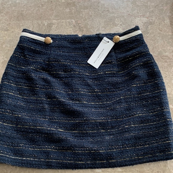 Molly Bracken short Navy Blue Tweed Skirt medium nwt - Picture 1 of 8
